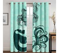 GDYRYD 3D Dessin Animé De Sirène Motif Rideaux Occultants Fille L 110 X H 210 cm 2 Panneaux Thermique Isolant Rideau Chambre Fille avec Oeillets - pour Décoration Chambre Décoration Intérieur