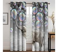 GDYRYD 3D Éléphant À Bulles Occultants Rideaux 2 Panneaux L 55 X H 140 cm Oeillets Chambre Isolant Thermique Rideau Grande Largeur Rideau Salon Decoration en Chambre pour Enfant Garcon