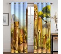 GDYRYD 3D Lion Motif Rideaux Et Draperies Intérieurs L 110 X H 210 cm 2 Panneaux - Rideaux Occultants Thermiques À Oeillets - Rideau Thermiques Isolants Phonique pour Chambre Et Salon