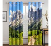 GDYRYD 3D Montagnes De Prairies Vertes Motif Rideaux Et Draperies Intérieurs L 125 X H 300 cm 2 Panneaux - Rideaux Occultants Thermiques À Oeillets - Rideau Thermiques Isolants Phonique pour Chambre