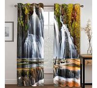 GDYRYD 3D Paysage De Cascade Motif Rideaux Occultants Isolants L 70 X H 245 cm Lot De 2 Rideaux Occultants Thermiques pour Chambre Et Salon Thermiques Isolants Phonique, Rideau Opaque A Oeillets