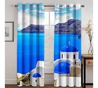 GDYRYD Rideau Salon Occultant Isolant Thermique L 55 X H 140 cm - Rideau Anti Chaleur À Oeillets - Cuisine Chambre Décoration Acoustiques Rideaux pour Petites Fenêtres - 3D Île De L'Océan Bleu 2 Pann