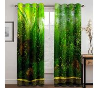 GDYRYD Rideaux Occultants 3D Poisson Végétal Vert des Fonds Marins L 70 X H 160 cm - Thermique Lsolation Opaque Rideau De avec Oeillets 2 Pièces pour Salon Chambre Bureau Balcon Et La Chambre D'Enfan