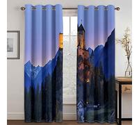 GDYRYD Super Doux Rideau Anti Chaleur L 70 X H 160 cm 2 Panneaux - 3D Scène De Nuit De Forêt avec Ciel Bleu Rideaux Occultants Thermiques À Oeillets - Rideau Isolant Phonique Décoration De Fenêtre Po