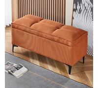 ge Banc de rangement en velours côtelé pour pieds de lit, repose-pieds rembourré et siège cube multi-usage, idéal pour salon, couloir et chambre à coucher (100 x 40 x 45 cm)