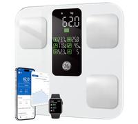 GE Pese Personnes Connectée Smart, Balance Connectée avec Grand écran 14 Données Corporelles Masse Graisseuse et Musculaire IMC Bluetooth Pèse Personne avec APP 180 kg White