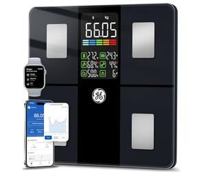 GE Pese Personnes Connectée Smart, Balance Connectée avec Grand écran 14 Données Corporelles Masse Graisseuse et Musculaire IMC Bluetooth Pèse Personne avec APP 180 kg Black