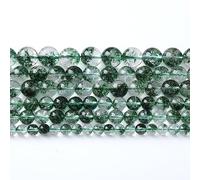 GE6-S1070 Lot de 36 perles rondes en pierre de quartz fantôme naturel vert de 10 mm pour la fabrication de bijoux, bracelets, colliers en cristal, 38,1 cm (quartz fantôme vert, 10 mm)