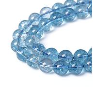 GE6-S989 Lot de 46 perles rondes en cristal de quartz naturel topaze bleue pour la fabrication de bijoux, bracelets, colliers, boucles d'oreilles 8 mm