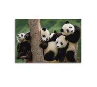 GEAD Impression sur toile décorative Motif famille de pandas 40 x 60 cm