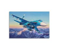 GEAD Poster militaire Sukhoi Su-27 - Impression sur toile décorative - 30 x 45 cm