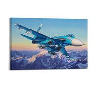 GEAD Poster militaire Sukhoi Su-27 - Impression sur toile décorative - 30 x 45 cm