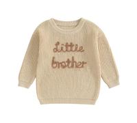 Geagodelia Big Brother Little Brother Pull Big Brother Pull Little Brother Printemps Automne Hiver Vêtements, Kaki Little Brother, 0-3 mois