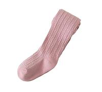 Geagodelia Collant Enfant Fille Chaussettes et Collants Bébé Fille Hiver Chaud Legging Tricoté Extensible avec Pieds Couleur Uni (Rose, 3-5 Years)