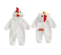 Geagodelia Costume Bébé Animaux Body Poussin/Pingouin/Koala/Vache/Coq Zippé Mignon | Déguisement Halloween Automne Nouveau-Né Garçon Fille (Coq, 2-3 ans)