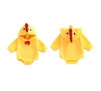 Geagodelia Costume Bébé Animaux Body Poussin/Pingouin/Koala/Vache Zippé Mignon | Déguisement Halloween Automne Nouveau-Né Garçon Fille (Poussin, 9-12 mois)