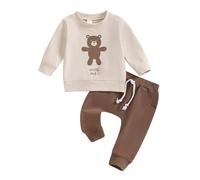 Geagodelia Ensemble Vêtement Bébé Garçon 2 Pièces Sweat Koala Ours Pantalon Jogging Survêtement Enfant Printemps Automne Tenue Set Infantile (Beige, 6-12 Months)