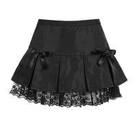 Geagodelia Jupe plissée femme taille haute jupe trapèze courte écossaise sexy élégante mini jupe gothique fille robe de club Darkness Y2K Cosplay, Nero-b, L