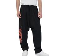 Geagodelia Pantalon Kung Fu Sarouel pour Homme Pantalons Harem Ample Motif Rune Streetwear Élastique Fluide Confort Japonais Hip Hop Taille Élastique (Noir, XL)