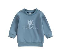 Geagodelia Pull élastique à manches longues pour bébé garçon - Col rond - Imprimé Big Brother, bleu lac, 4-5 ans