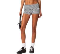 Geagodelia Short de détente Y2K pour femme - Taille basse - Coupe ajustée - Extensible - Micro pyjama - Décontracté - Pour sortir, yoga, gym, Rayé noir., M