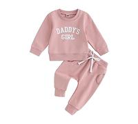 Geagodelia Tenues Bébés Filles Sports Ensemble Bébé Fille 2 Pièces Vêtements Pantalon Léopard + Sweat à Manches Longues pour Fille 0-6 Mois Automne Hiver (A Rose, 12-18 Mois)