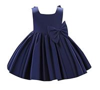 Geagodelia Tutu Robe de Baptême Bébé Fille Robe de Princesse avec Nœud Papillon pour Anniversaire Mariage Cérémonie Soirée Bowknot Dress (Bleu Marine, 18-24 Months)
