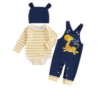 Geagodelia Vêtements Bébé Enfants Ours Koala Imprimé Ensemble Romper à Manches Longues et Pantalon 3 pièces Chapeau Printemps Automne Ensembles Enfants, Rose clair, 0-3 mois