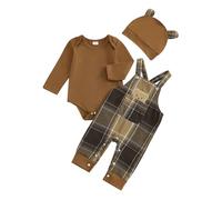 Geagodelia Vêtements Nouveau-né Bébé Garçon Fille Ensemble Imprimé Koala Bear Barboteuse Manches Longues et Pantalon + Bonnet 3 Pièce Tenue de Printemps Automne (Brun, 0-3 Months)
