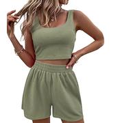 Geagodelia Y2k Combinaison d'été 2 pièces pour femme Ensemble de 2 pièces avec débardeur + short Y2k Aesthetic Clothes Workout Sport Combinaison, A - vert., S