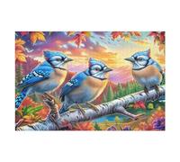 Geai Bleu dans Le Champ de Fleurs 1000 Pièces Puzzle Adolescent en Carton Anti-Déchirure Difficulté Moyenne Activité Éducative Passe-Temps Petit Prix Pas Cher Premium 1000 PCS