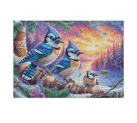 Geai Bleu dans Le Champ de Fleurs 300 Pièces Puzzle pour Ado en Carton Anti-Déchirure Facile Débutant Jeu De Société Soirée Entre Amis Cadeau Anniversaire Petit Prix 300 PCS