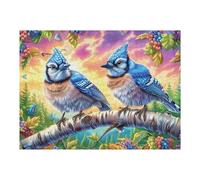 Geai Bleu dans Le Champ de Fleurs 500 Pieces Casse-tête Personne Âgée en Carton Rigide sans Déformation Facile Débutant Thérapie Occupationnelle Anti-Stress Petit Prix 500 PCS