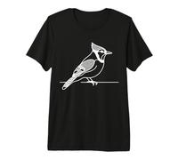 Geai Bleu Dessin Au Trait Ornithologue T-Shirt Haut de Gamme