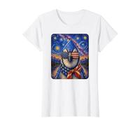Geai Bleu Portant des Lunettes Drapeau américain T-Shirt Graphique avec Valeur