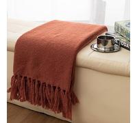 Gealaek Couverture d'automne légère, pelucheuse, Douce et Confortable pour canapé, lit, Ferme, Couverture décorative Orange brûlé avec Franges, 127 x 152,4 cm