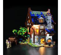 GEAMENT Jeu De Lumières Compatible avec Lego Magasin médiéval de Forgeron (Medieval Blacksmith) - Kit D'éclairage LED pour Ideas 21325 (Modèle de Bloc Non Inclus)