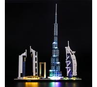 GEAMENT Jeu De Lumières pour Dubaï (Dubai) Modèle en Blocs De Construction - Kit D'éclairage LED Compatible avec Lego Architecture 21052 (Modèle de Bloc Non Inclus)