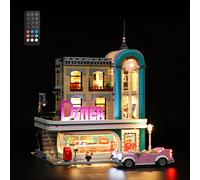 GEAMENT Jeu De Lumières (Télécommande) Compatible avec Lego Amerikanisches Diner (Downtown Diner) - Kit D'éclairage LED pour Creator 10260 (Modèle de Bloc Non Inclus)