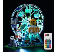 GEAMENT Jeu De Lumières (Télécommande) Compatible avec Lego La Grande Roue avec Petites Voitures, Fête Foraine (Ferris Wheel) - Kit D'éclairage LED pour Creator 31119 (Modèle de Bloc Non Inclus)