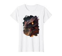 Géant cracheur de feu Le redoutable Dinosaure T-Shirt Graphique avec Valeur, Femme, Blanc, S