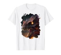 Géant cracheur de feu Le redoutable Dinosaure T-Shirt Graphique avec Valeur, Homme, Blanc, L