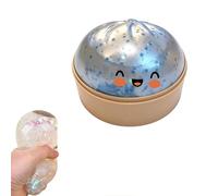 Géant Paillettes Squishys Ravioli, Cute Glitter Dumpling Squishys, avec Cuiseur Vapeur, Balle Anti-Stress Boulettes Pailletées Presser Jouets Sensoriel, pour Enfant Adulte (Bleu)