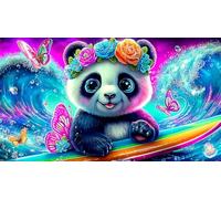 géant-Panda Puzzles 1000 Pieces Cadeau Unique Jeu éduchatif Challenge Toy de qualité supérieure Peinture Art pour Adultes et Enfants 38x26cm/1000pcs
