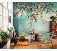 Géant Papier Peint Mural pour Chambre Vivant Pièce Photo Murs Rose Fleurs Arbre