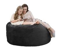 Géant Pouf en Velours Côtelé,Canapé Paresseux 1 Place en Rembourrage Mousse,Housse Détachable et Lavable,Fauteuils Poire/Chauffeuse 1 Place pour Chambre,Salon,étude(122x122x72cm,Noir)