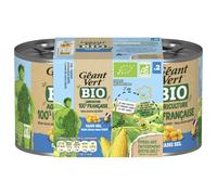 GEANT VERT Maïs Doux Bio Sans Sel Sans Sucres Ajoutés - 2 Boîtes de 140g - Conserves Métal à Ouverture Facile - Agriculture 100% Française - Lot de 3
