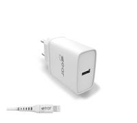 GEAR Chargeur 220V 1xUSB 2.4A Câble Lightning Blanc 1m MFI C89