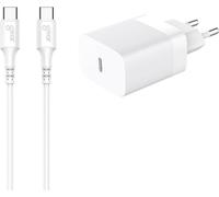 GEAR Chargeur 220V 1xUSB-C Blanc PD/PPS 30W +1m Câble USB-C vers USB-C