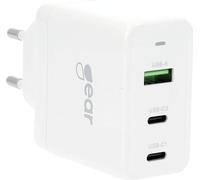 GEAR Chargeur GAN 220V 2xUSB-C + 1xUSB-A PD 45W + 18W + 5A (tot. 65W) Blanc